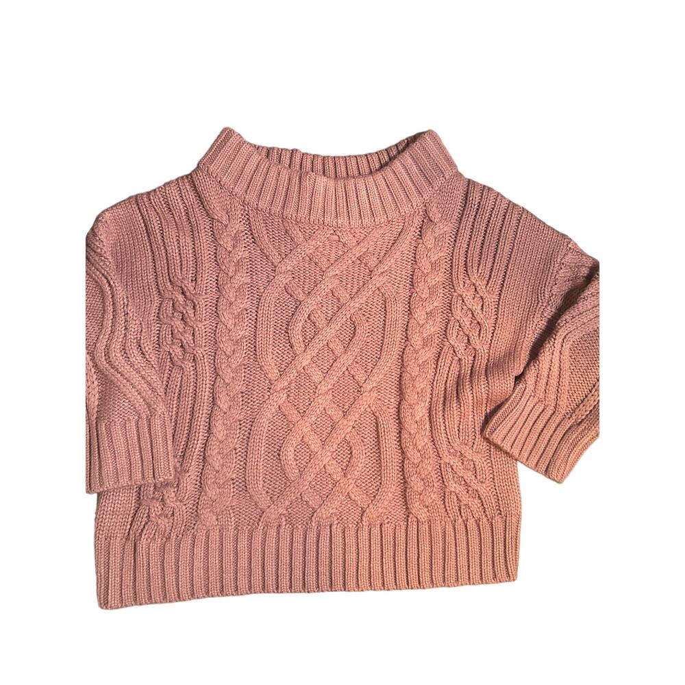 Revolve J.O.A Chunky Knit Pink Sweater Women Size Medium Winter Cable Knit